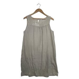 Blue Orchid Tank Dress Womens Extra Small Beige Linen Sequined Beach Cruise